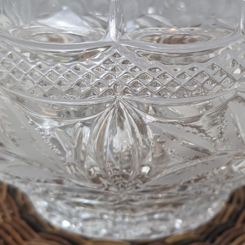 Vintage Floral Etched Leaded Crystal Bowl Scalloped Wedding Housewarming Gift - Picture 3 of 7